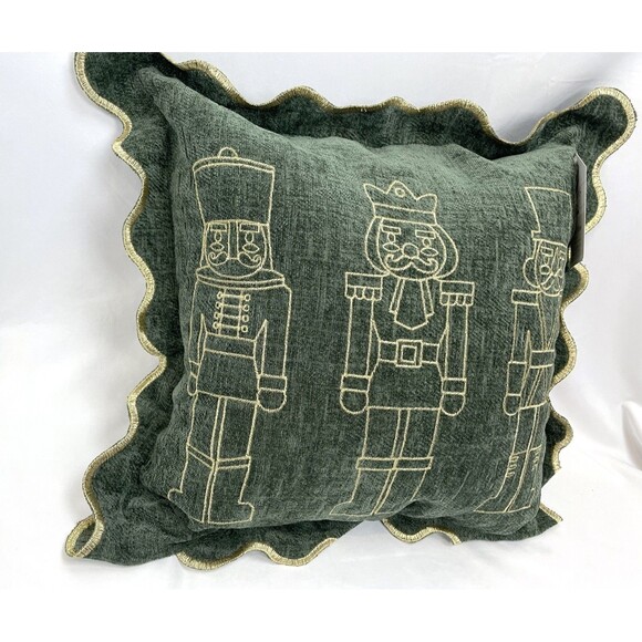 My Texas House Green Nutcraker Christmas Decorative Holiday Throw Pillow 18x18" - Picture 2 of 6